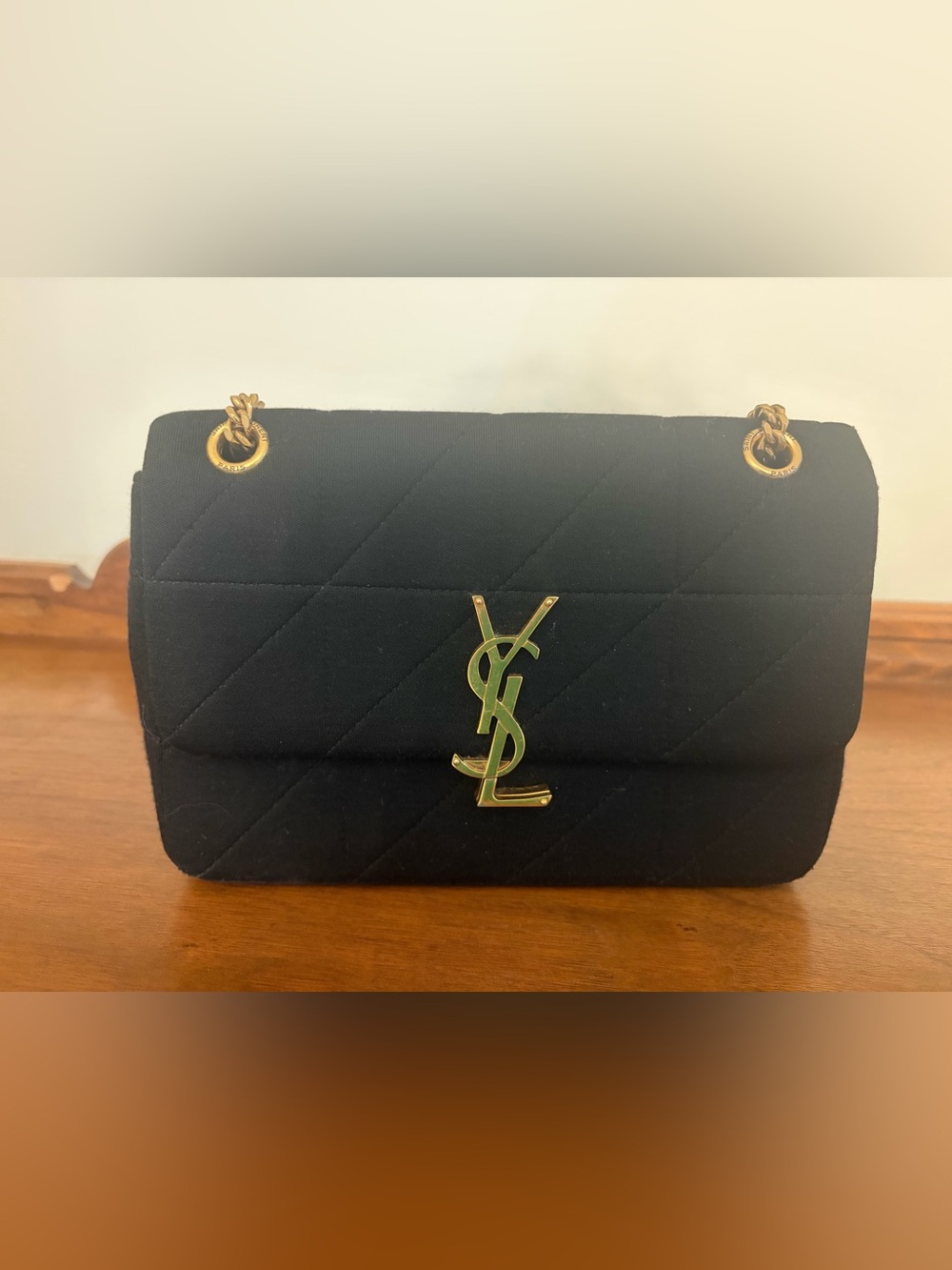 Authentic Jamie Medium Saint Laurent Black Quilted Flap Bag with Gold YSL Emblem